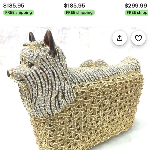 Yorkie Swarovski Austrian Crystal Mini Clutch Minauderie - Picture 6 of 11